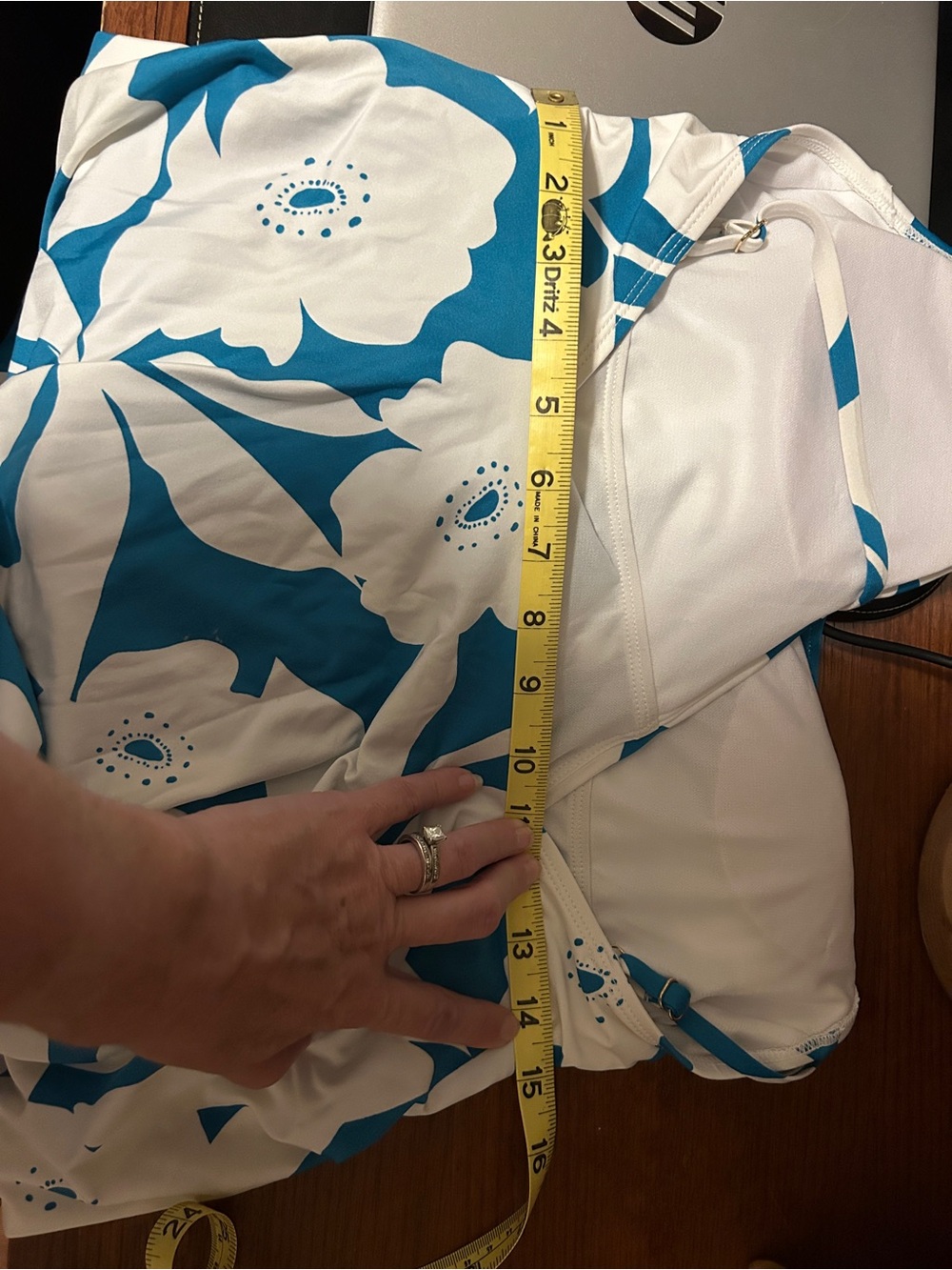 Blue and White Floral Swim Dress - Picture 5 of 6
